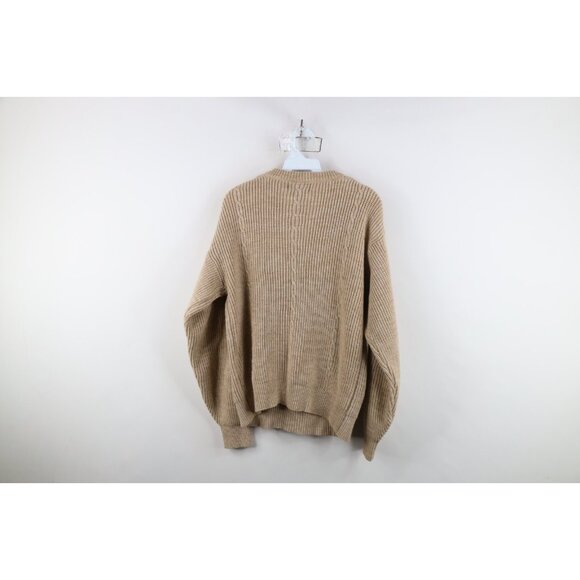 Vintage 90s Streetwear Womens Large Blank Chunky Ribbed Cable Knit Sweater Beige - Picture 8 of 10